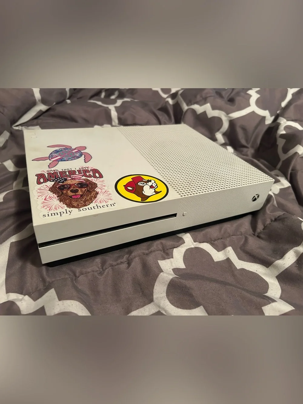 Microsoft Xbox One S White Console with Colorful Stickers